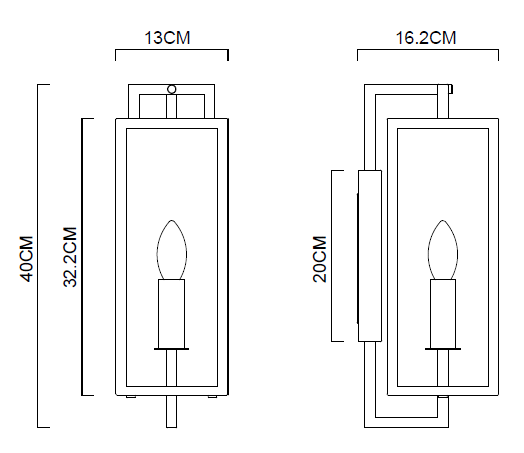 Cologne wall sconce 1904 IP44 | exterior wall sconce ip44